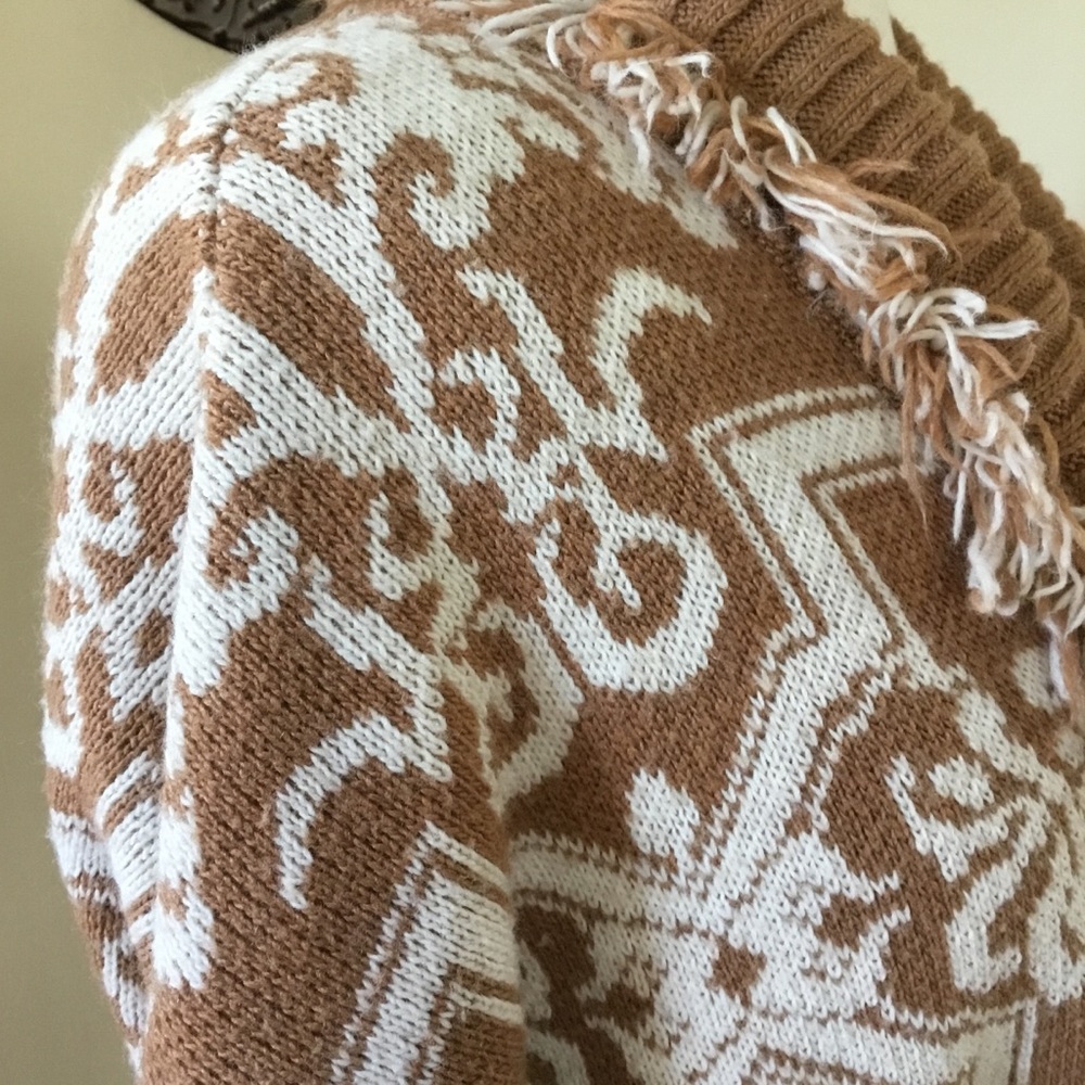 Anthropologie Akemi + Kin Fringed Intarsia Cardigan Sweater - Picture 10 of 15